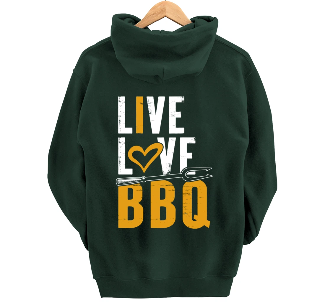 Funny Barbecue Live Love Graphic Women Men Meat Smoking BBQ Pullover Hoodie