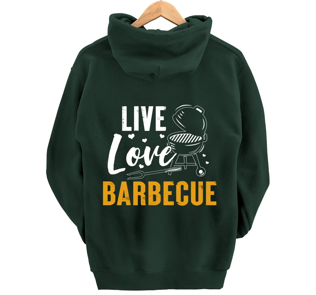 Funny Barbecue Live Love Graphic Women Men Meat Smoking BBQ Pullover Hoodie