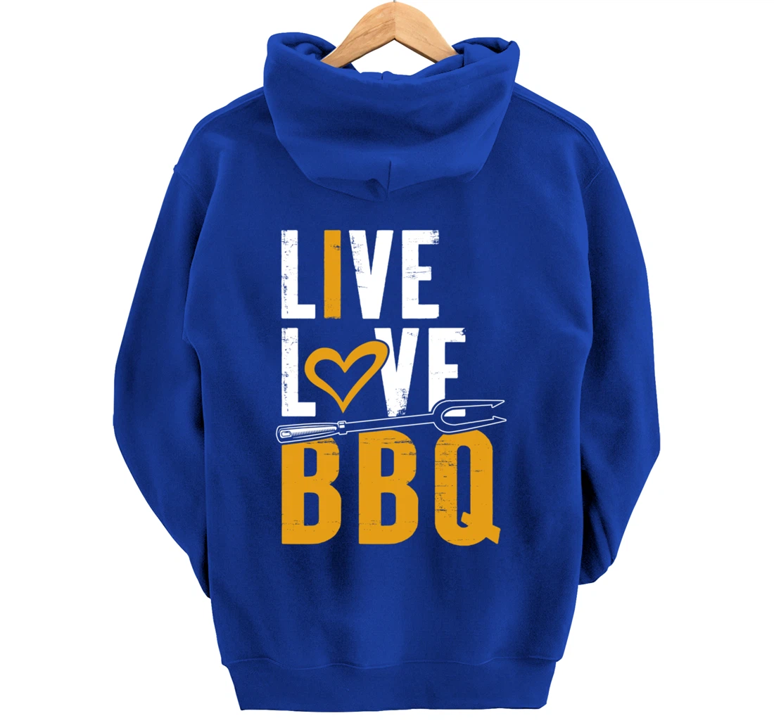 Funny Barbecue Live Love Graphic Women Men Meat Smoking BBQ Pullover Hoodie