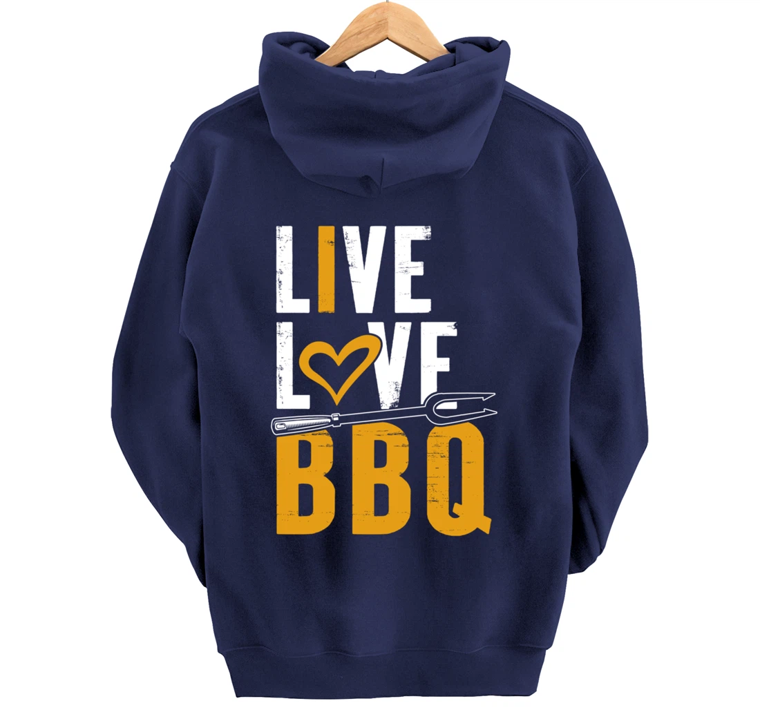 Funny Barbecue Live Love Graphic Women Men Meat Smoking BBQ Pullover Hoodie