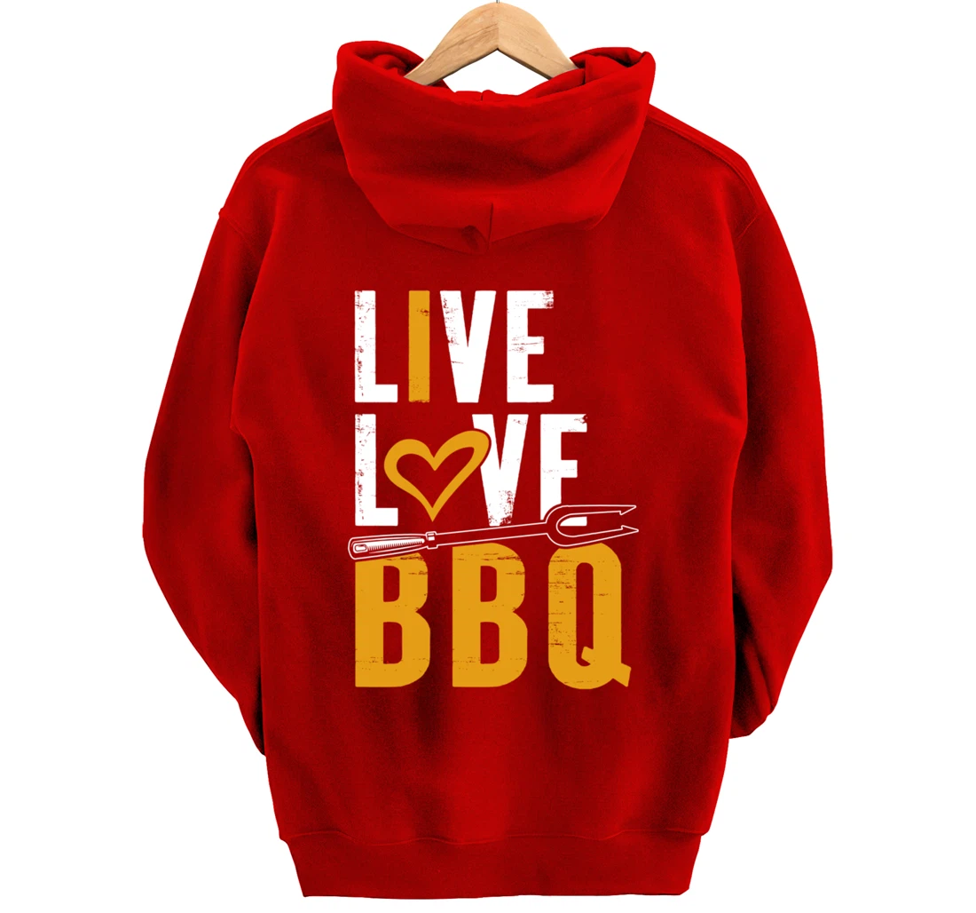 Funny Barbecue Live Love Graphic Women Men Meat Smoking BBQ Pullover Hoodie