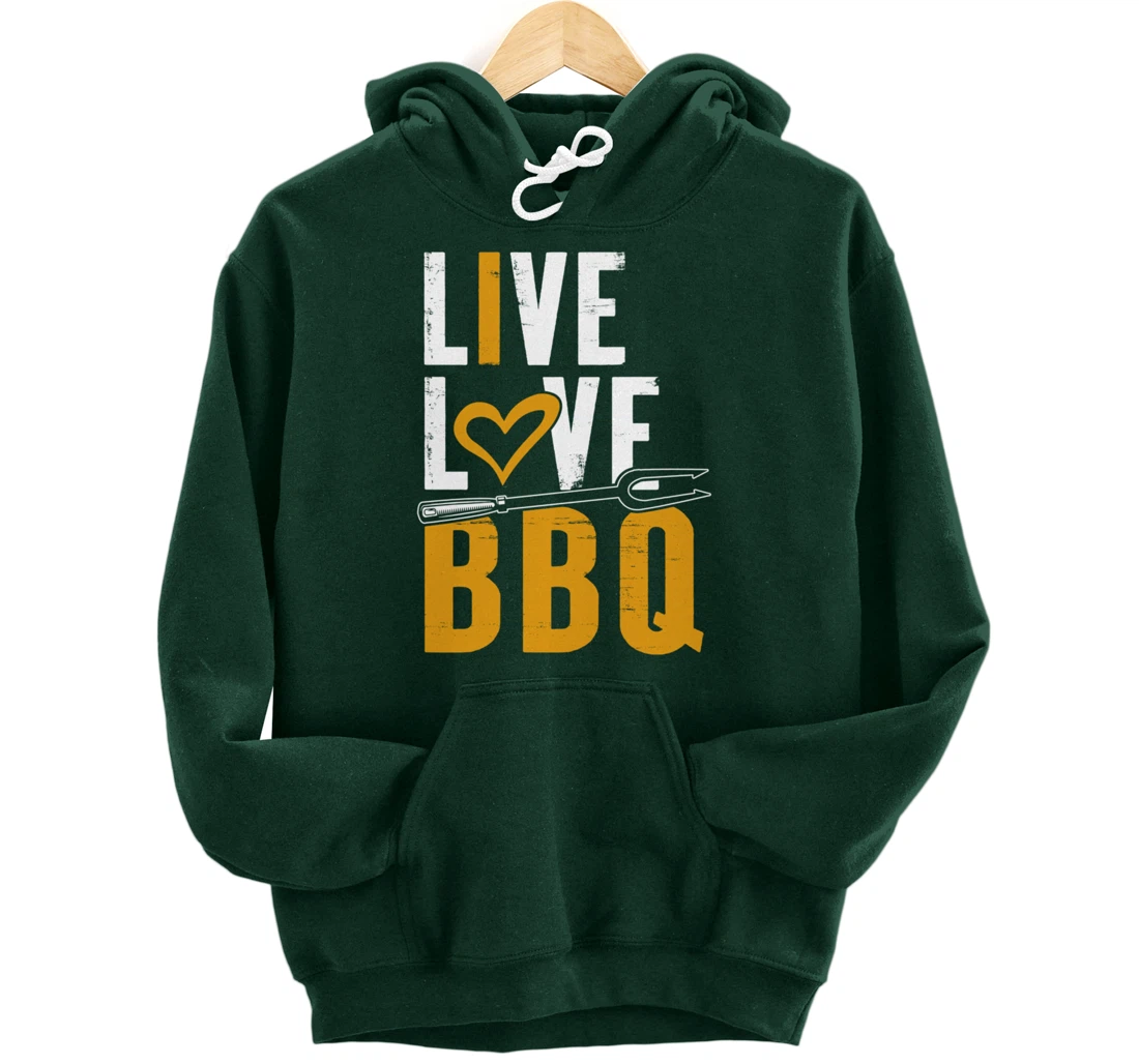 Funny Barbecue Live Love Graphic Women Men Meat Smoking BBQ Pullover Hoodie