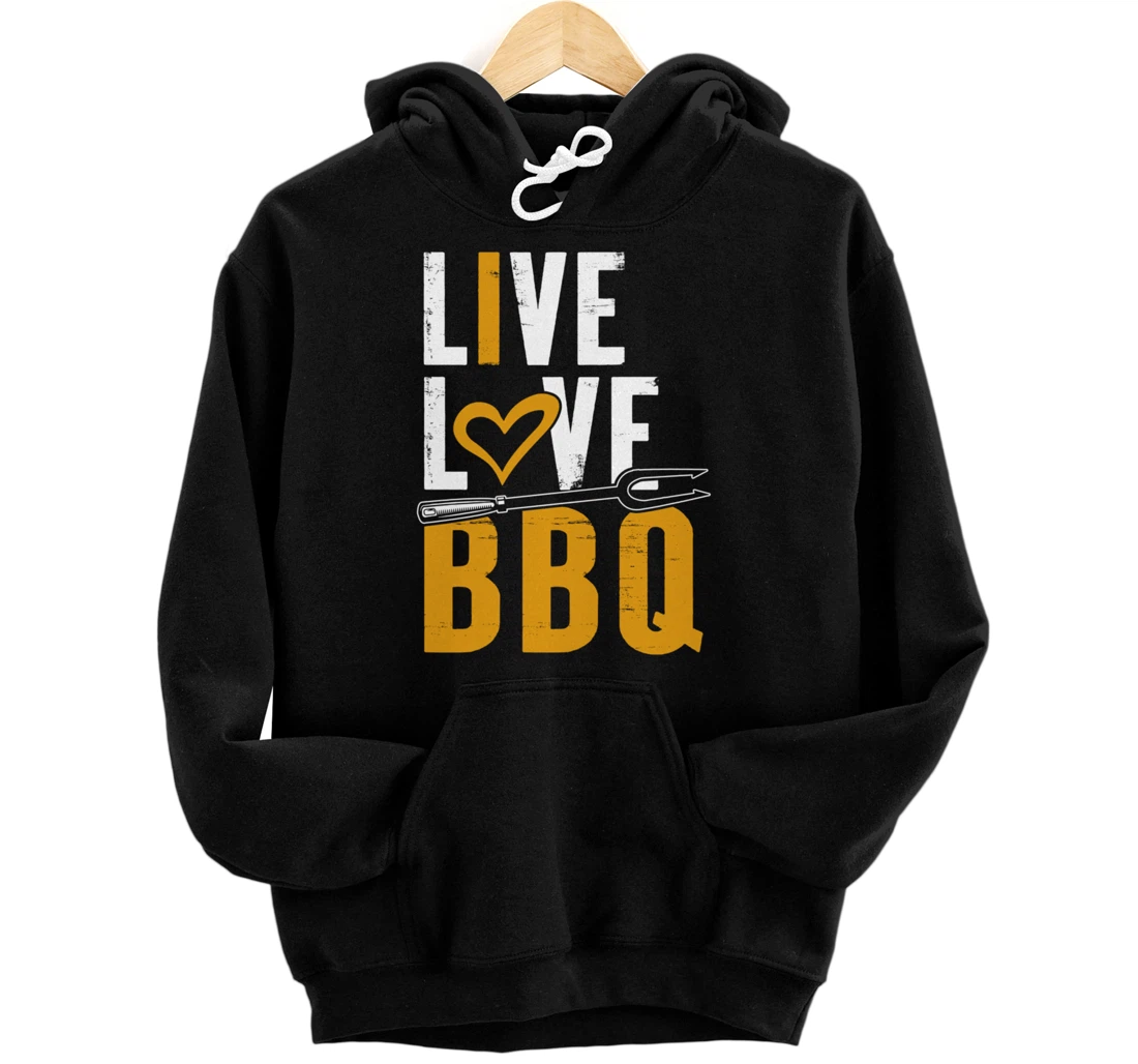 Funny Barbecue Live Love Graphic Women Men Meat Smoking BBQ Pullover Hoodie