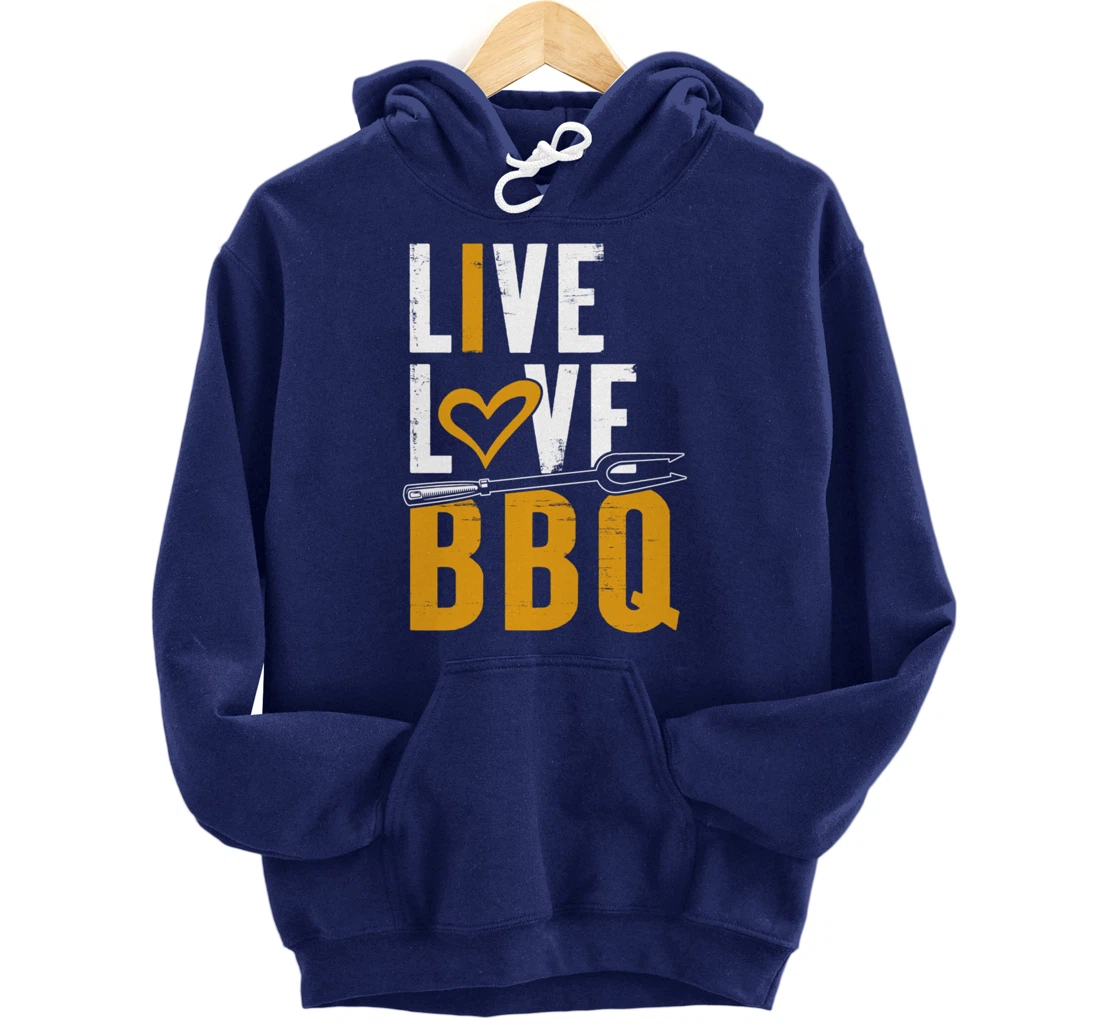 Funny Barbecue Live Love Graphic Women Men Meat Smoking BBQ Pullover Hoodie