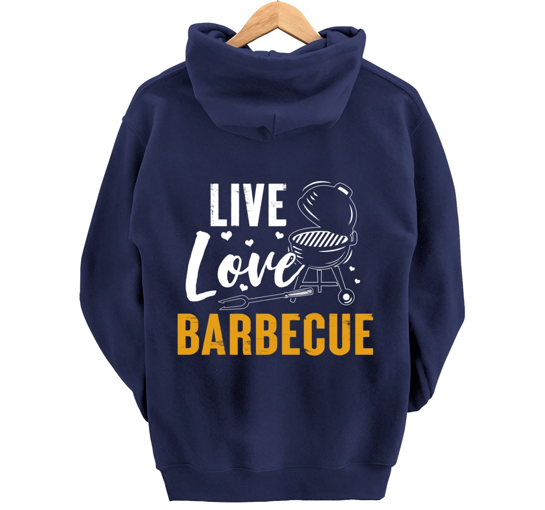 Funny Barbecue Live Love Graphic Women Men Meat Smoking BBQ Pullover Hoodie
