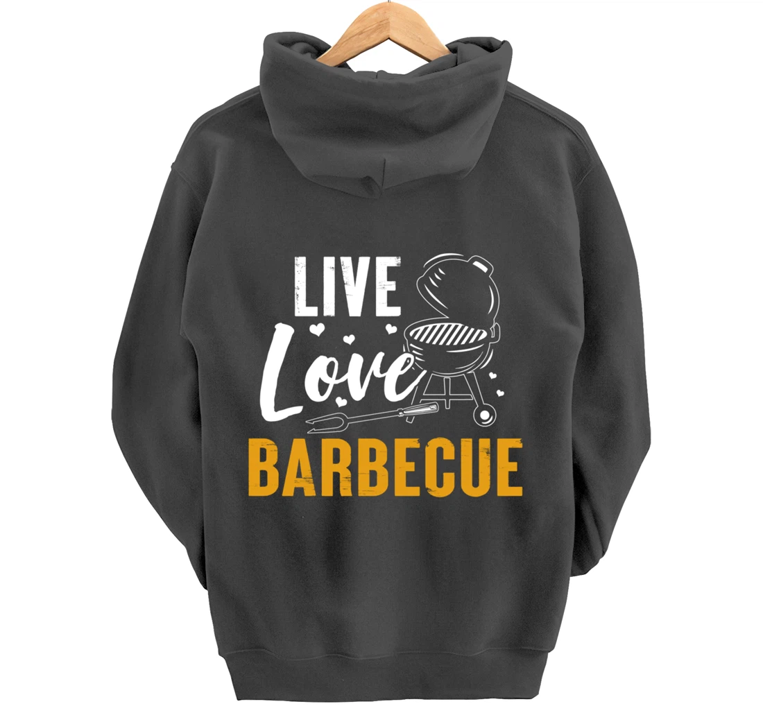 Funny Barbecue Live Love Graphic Women Men Meat Smoking BBQ Pullover Hoodie