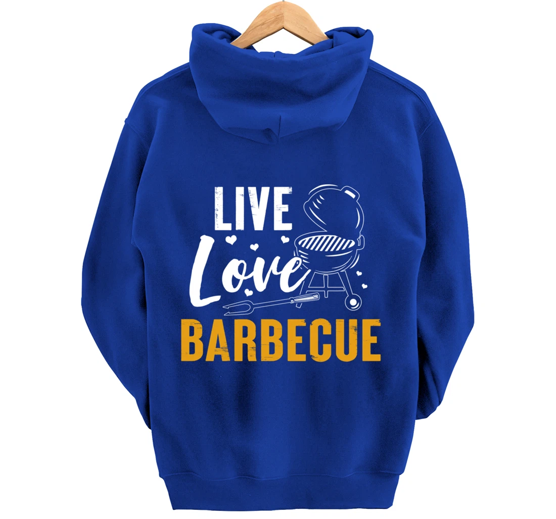 Funny Barbecue Live Love Graphic Women Men Meat Smoking BBQ Pullover Hoodie