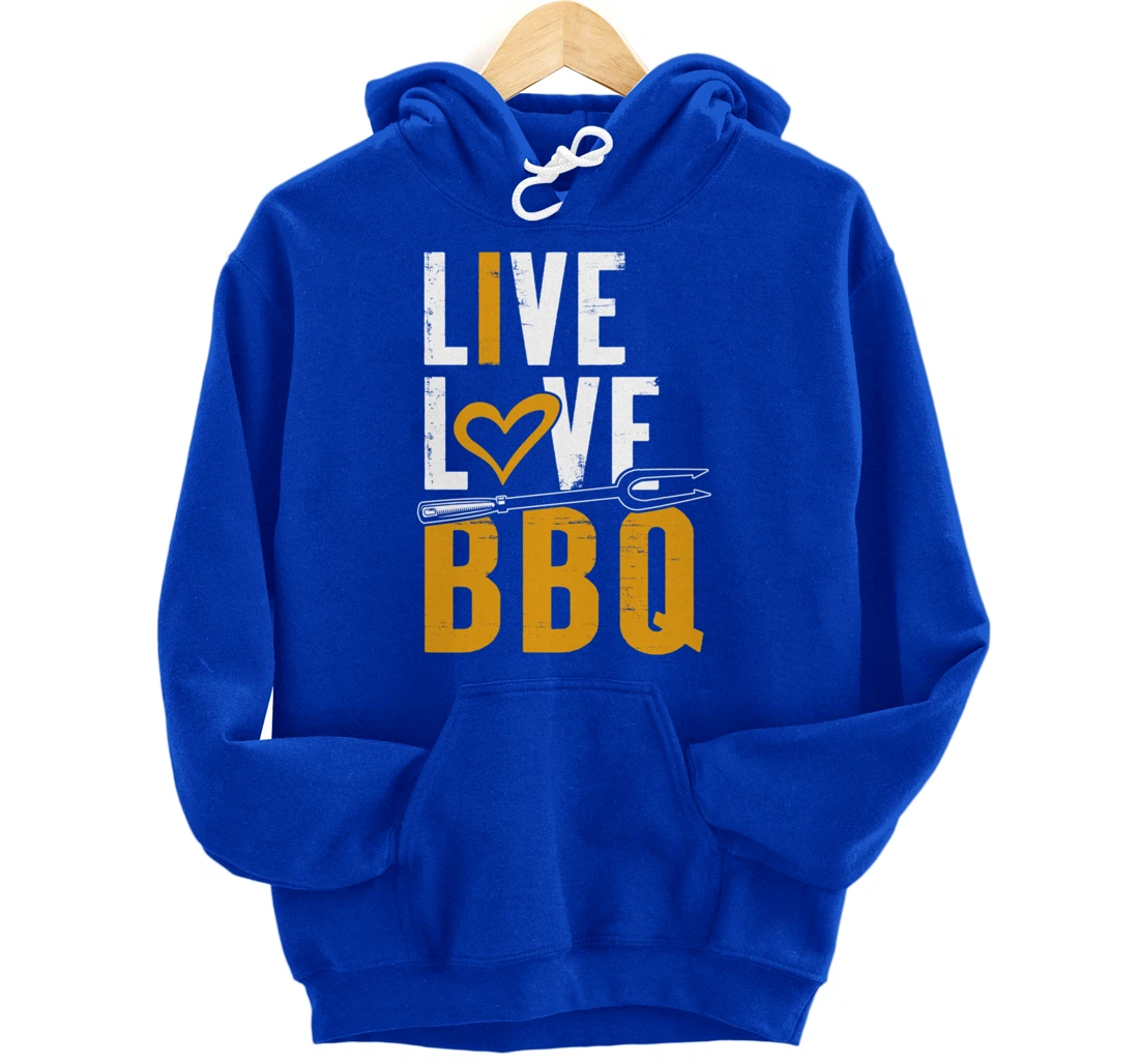 Funny Barbecue Live Love Graphic Women Men Meat Smoking BBQ Pullover Hoodie