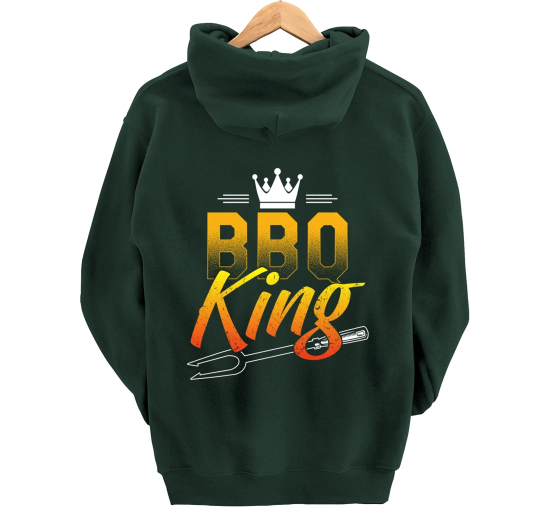 Funny Barbecue King Graphic Boys and Men Meat Smoking BBQ Pullover Hoodie