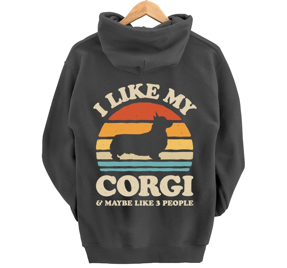 I Like My Corgi And Maybe Like 3 People Dog Lover Retro Men Pullover Hoodie