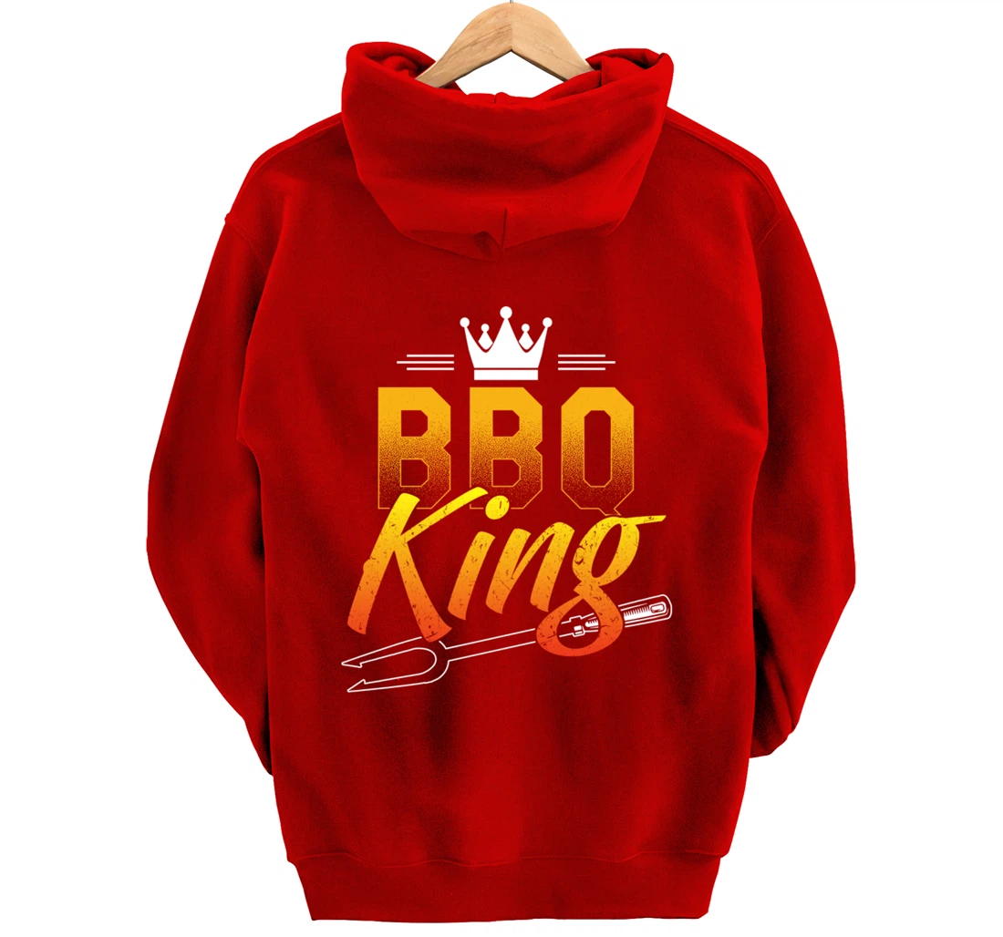 Funny Barbecue King Graphic Boys and Men Meat Smoking BBQ Pullover Hoodie