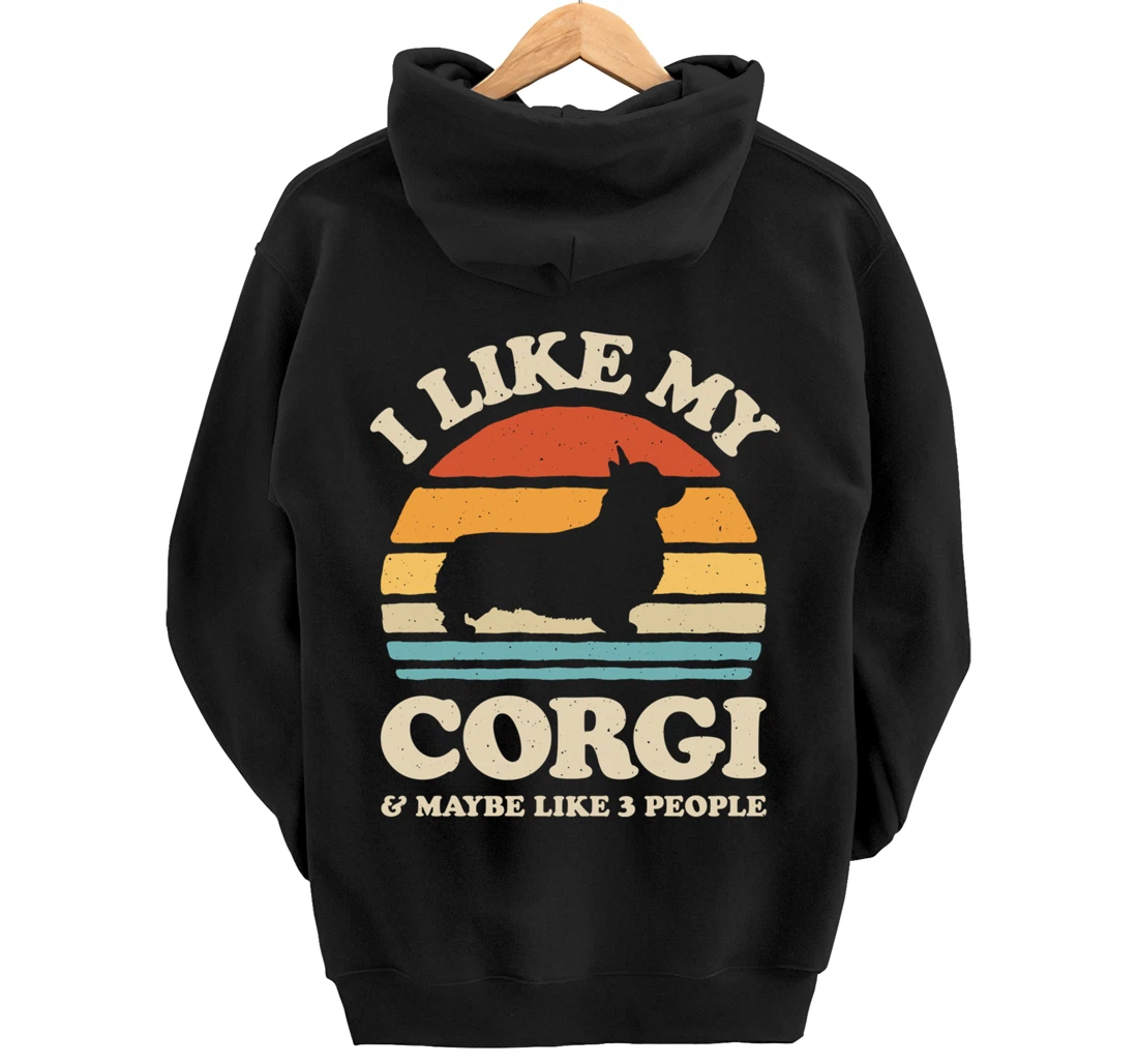 I Like My Corgi And Maybe Like 3 People Dog Lover Retro Men Pullover Hoodie