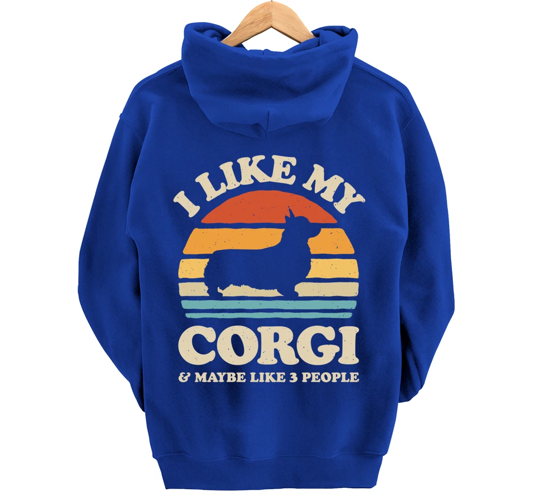 I Like My Corgi And Maybe Like 3 People Dog Lover Retro Men Pullover Hoodie