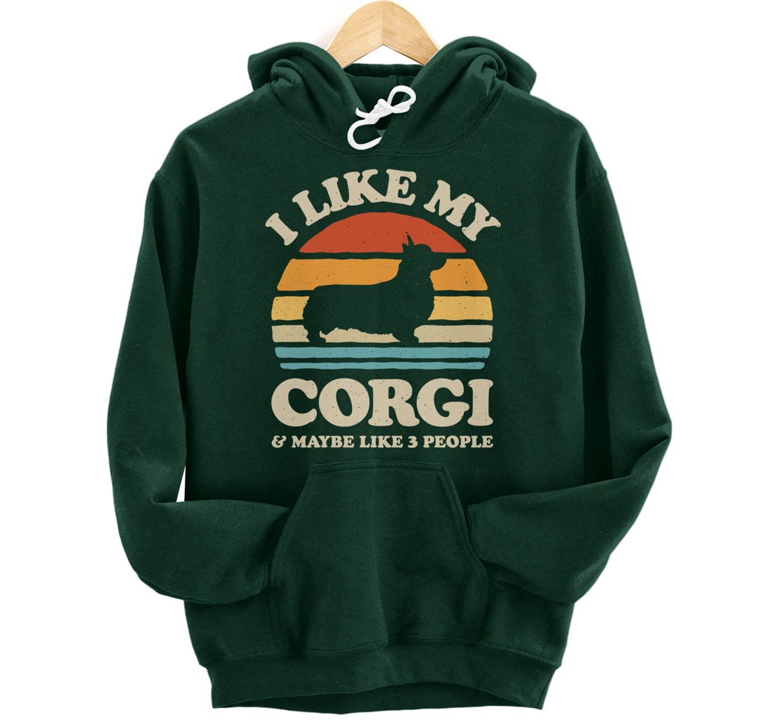 I Like My Corgi And Maybe Like 3 People Dog Lover Retro Men Pullover Hoodie