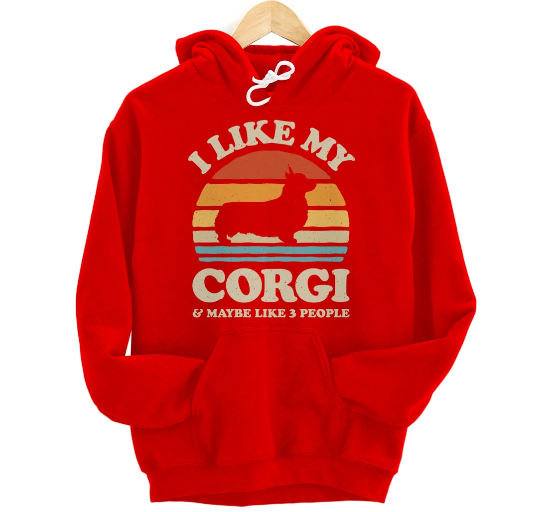 I Like My Corgi And Maybe Like 3 People Dog Lover Retro Men Pullover Hoodie