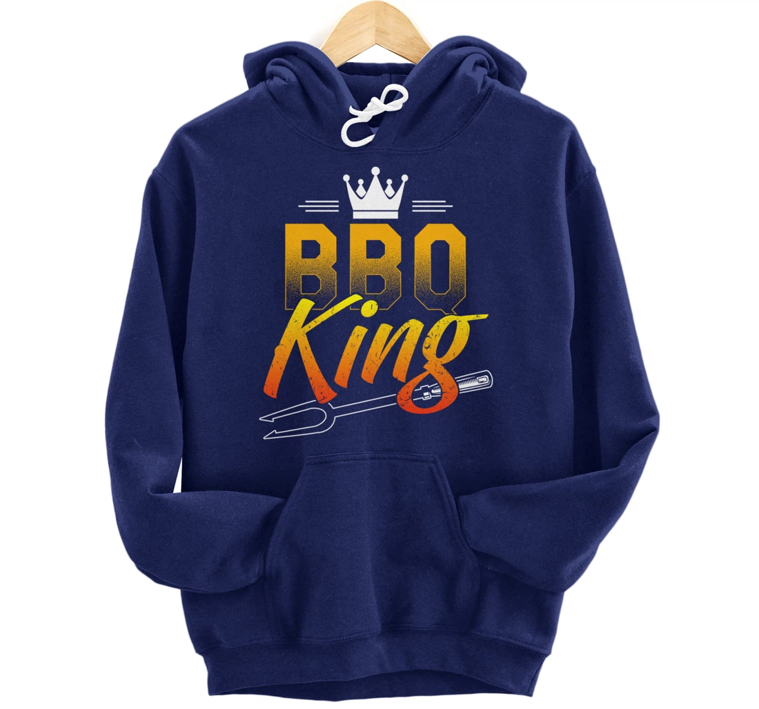 Funny Barbecue King Graphic Boys and Men Meat Smoking BBQ Pullover Hoodie