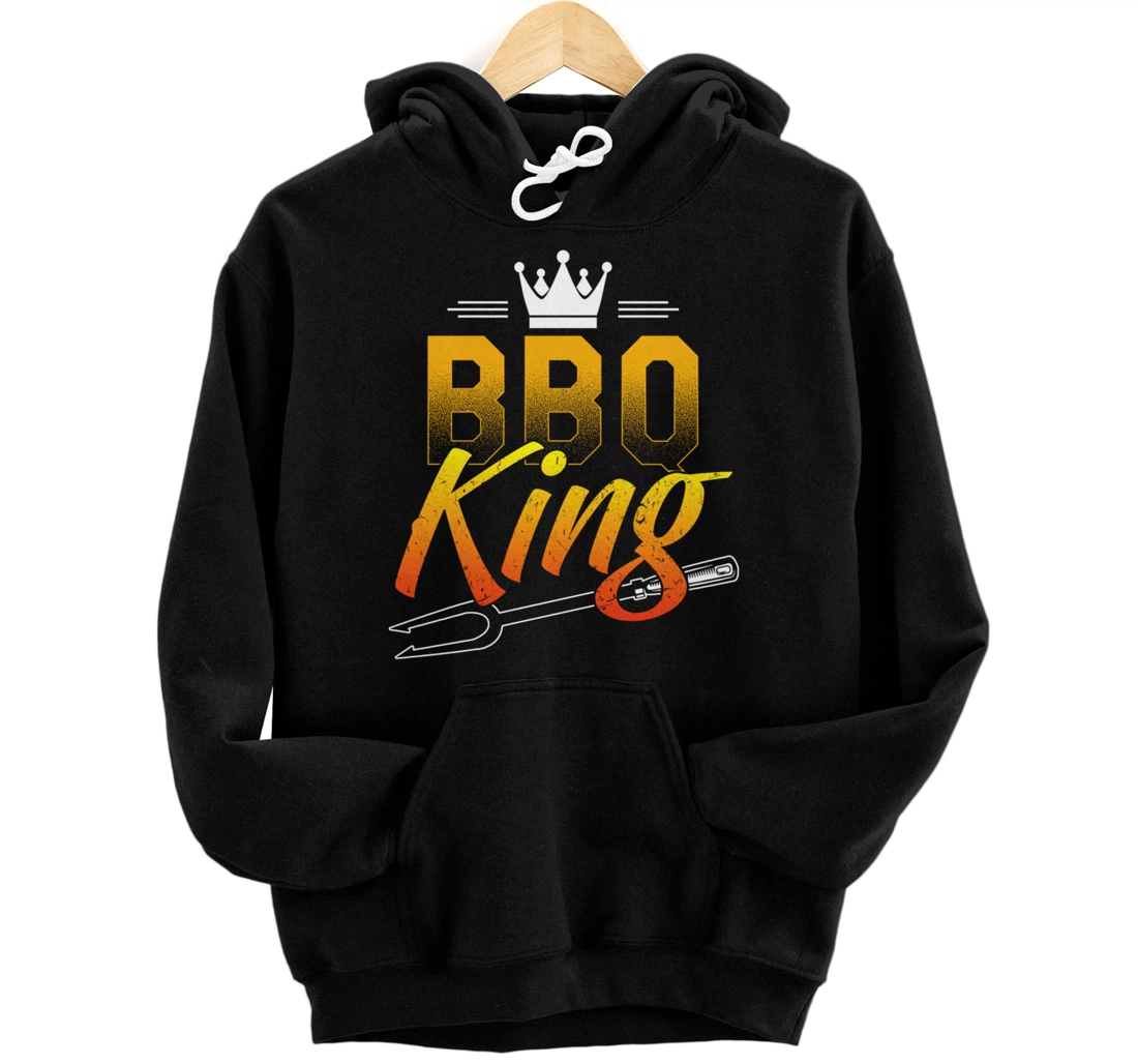 Funny Barbecue King Graphic Boys and Men Meat Smoking BBQ Pullover Hoodie