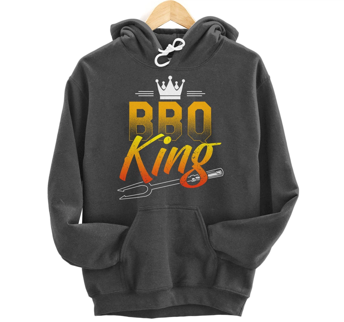 Funny Barbecue King Graphic Boys and Men Meat Smoking BBQ Pullover Hoodie