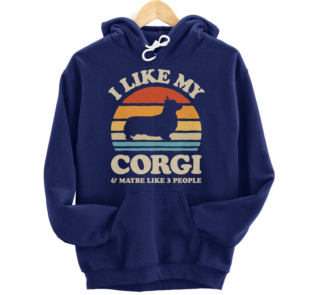 I Like My Corgi And Maybe Like 3 People Dog Lover Retro Men Pullover Hoodie