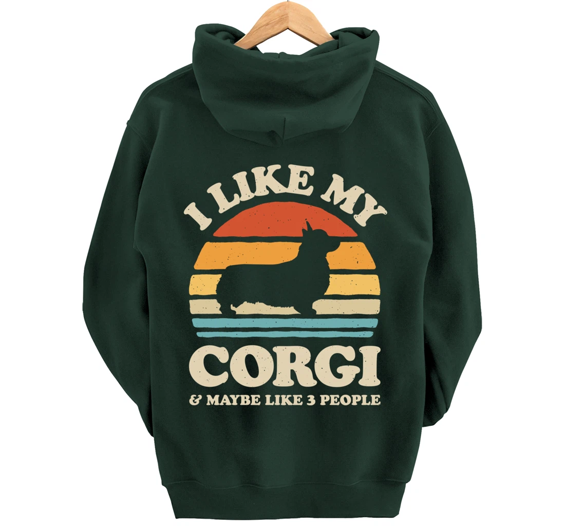 I Like My Corgi And Maybe Like 3 People Dog Lover Retro Men Pullover Hoodie