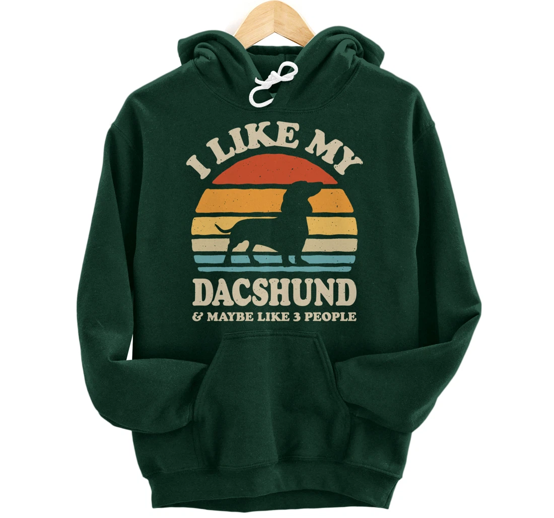 I Like My Dachshund And Maybe Like 3 People Dog Lover Retro Pullover Hoodie