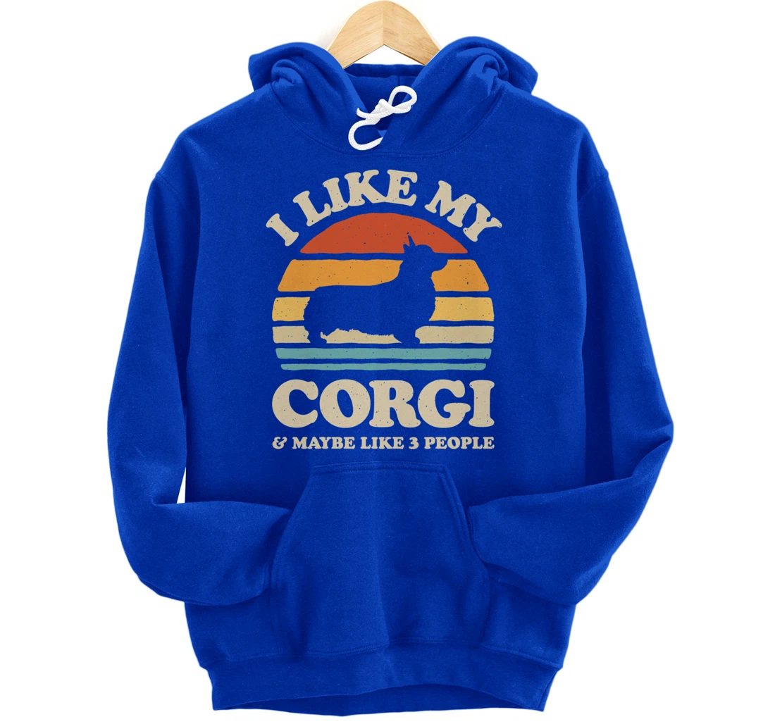 I Like My Corgi And Maybe Like 3 People Dog Lover Retro Men Pullover Hoodie