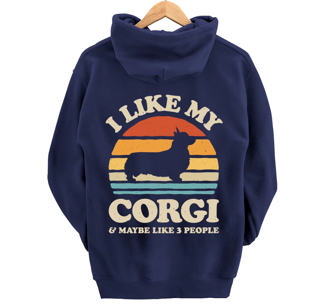 I Like My Corgi And Maybe Like 3 People Dog Lover Retro Men Pullover Hoodie
