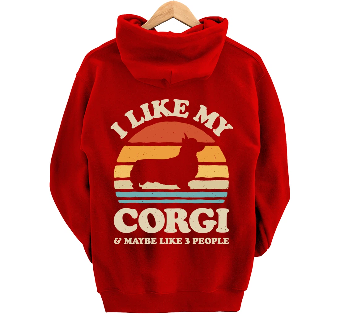 I Like My Corgi And Maybe Like 3 People Dog Lover Retro Men Pullover Hoodie