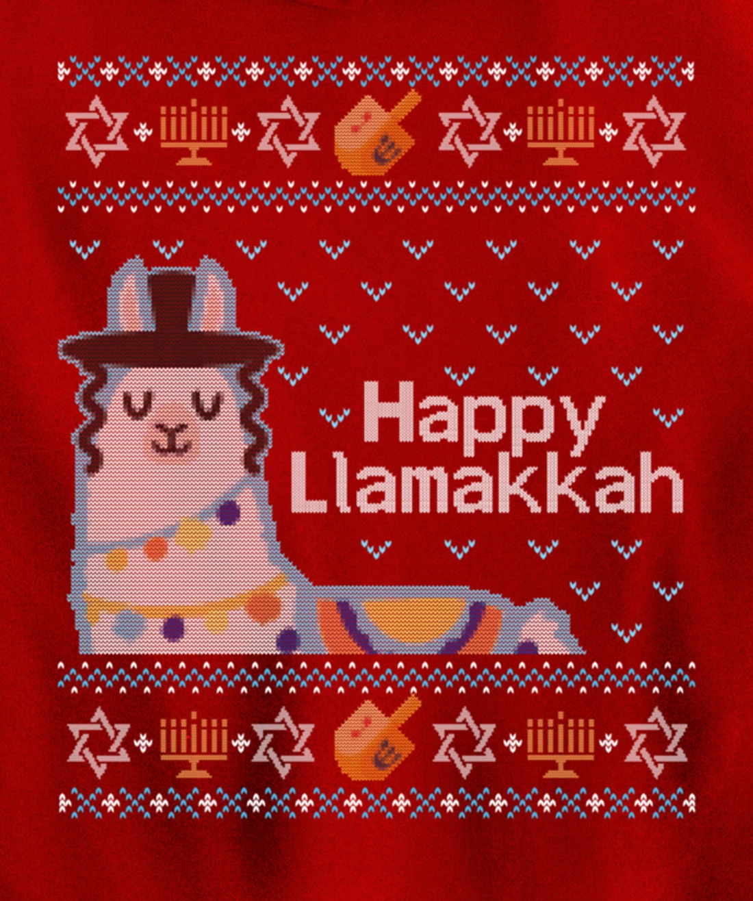 Funny Ugly Hanukkah Sweater Llama Llamakkah Pullover Hoodie