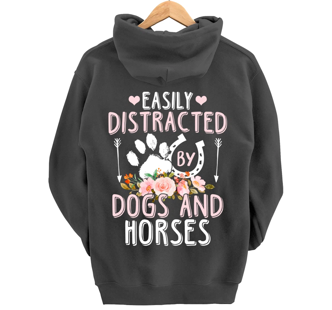 Funny Horse and Dog Lover Graphic Women Men Horse Lover Pullover Hoodie