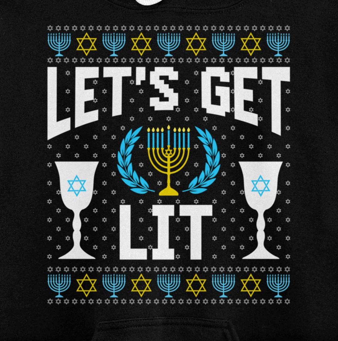 Let's Get Lit Hanukkah Jew Menorah Jewish Chanukkah Pullover Hoodie