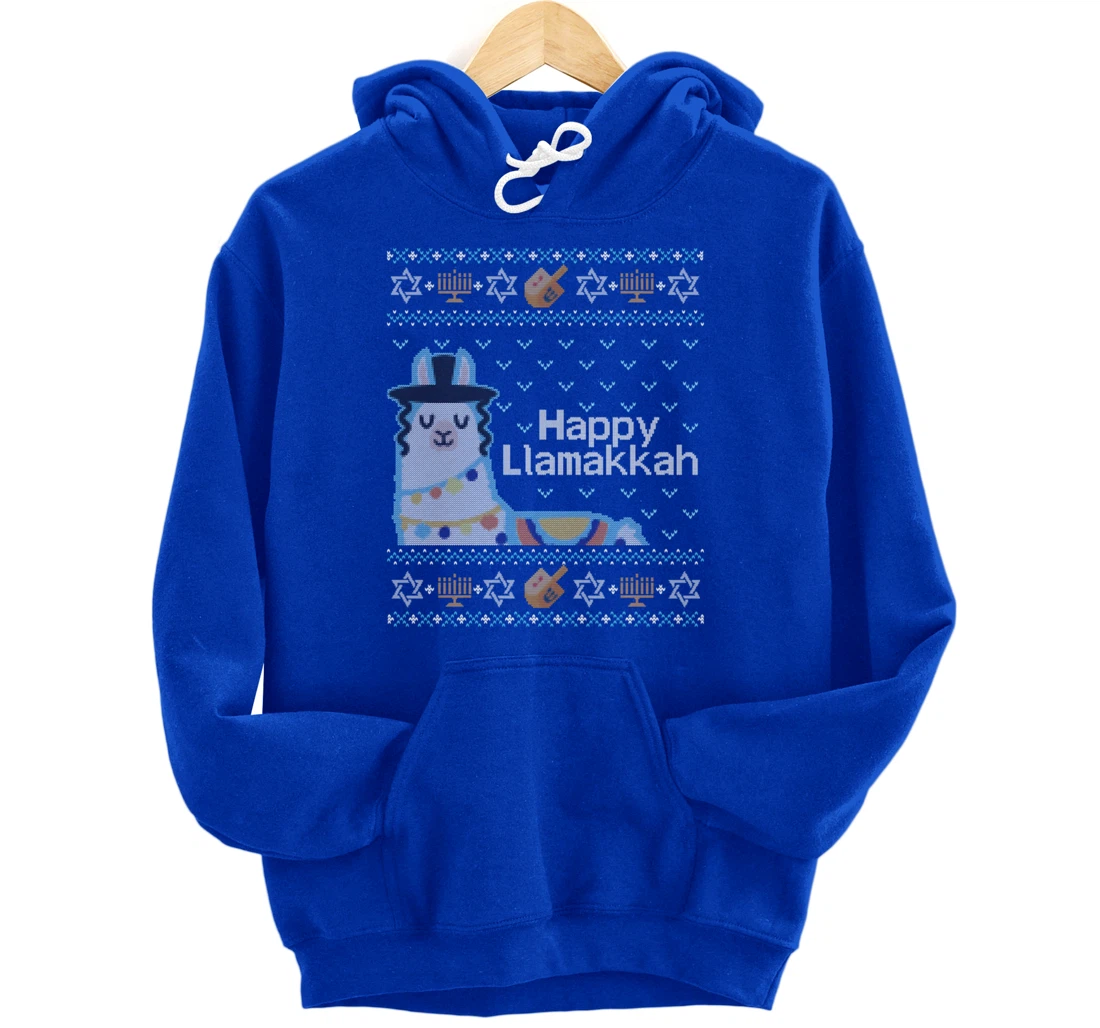 Funny Ugly Hanukkah Sweater Llama Llamakkah Pullover Hoodie
