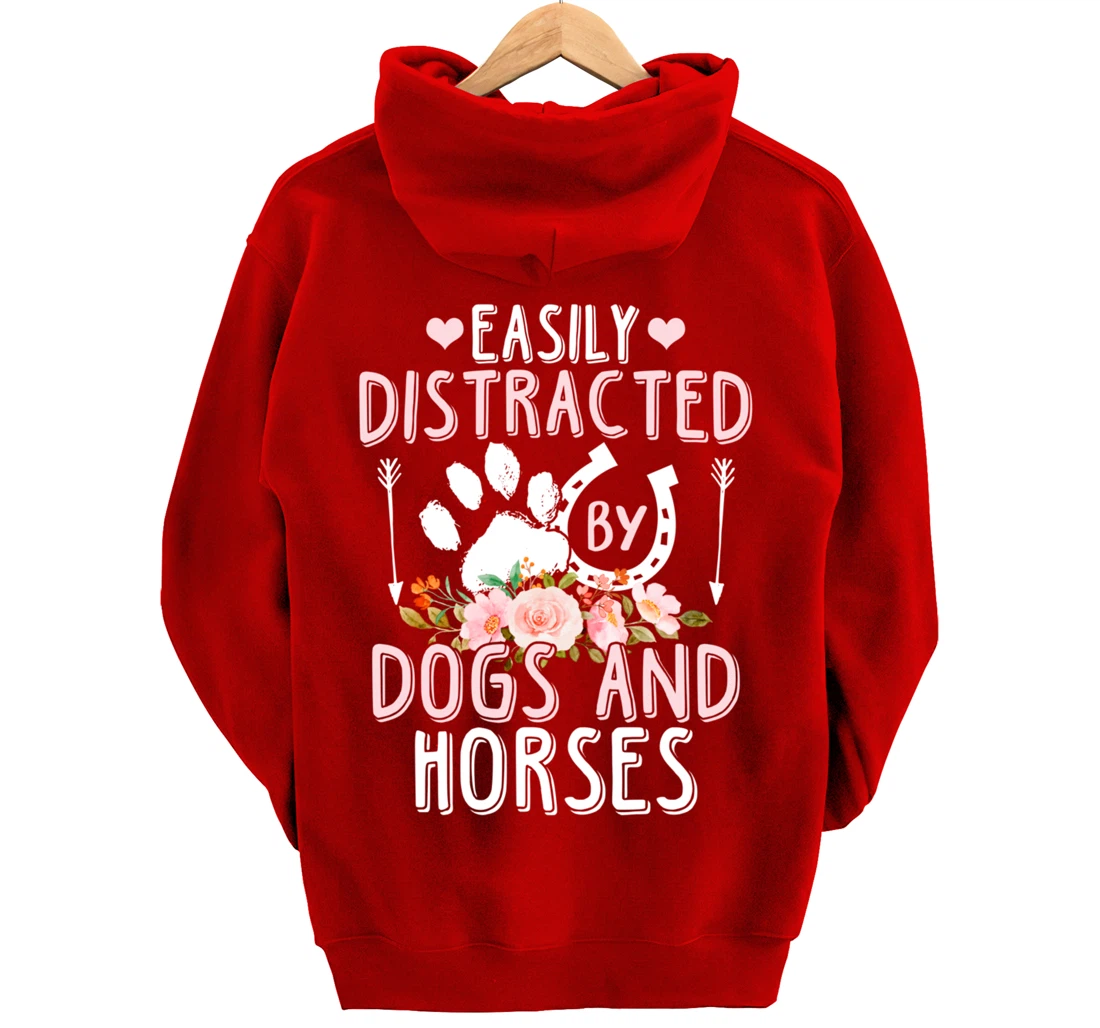 Funny Horse and Dog Lover Graphic Women Men Horse Lover Pullover Hoodie