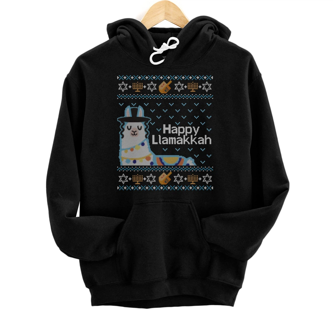 Funny Ugly Hanukkah Sweater Llama Llamakkah Pullover Hoodie