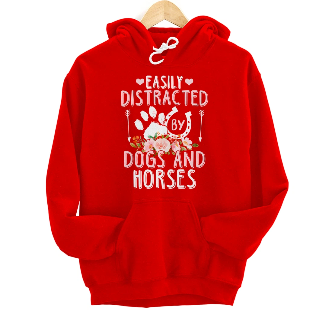 Funny Horse and Dog Lover Graphic Women Men Horse Lover Pullover Hoodie