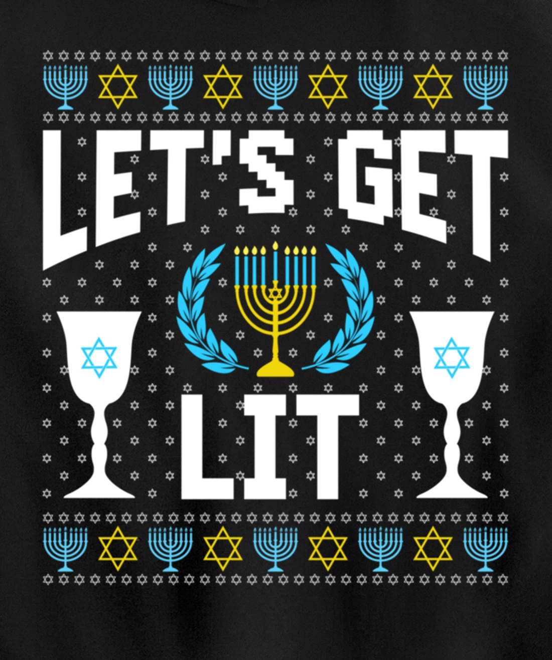 Let's Get Lit Hanukkah Jew Menorah Jewish Chanukkah Pullover Hoodie