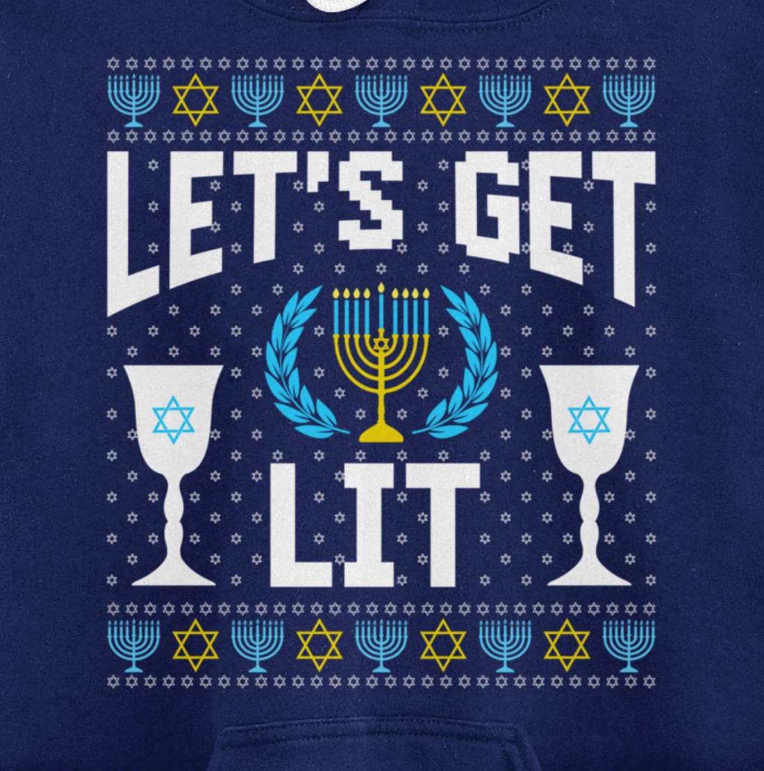 Let's Get Lit Hanukkah Jew Menorah Jewish Chanukkah Pullover Hoodie