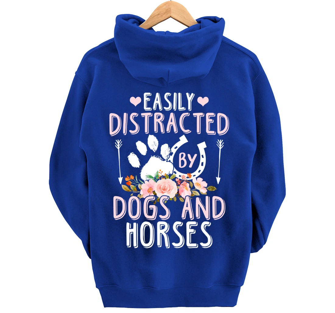 Funny Horse and Dog Lover Graphic Women Men Horse Lover Pullover Hoodie