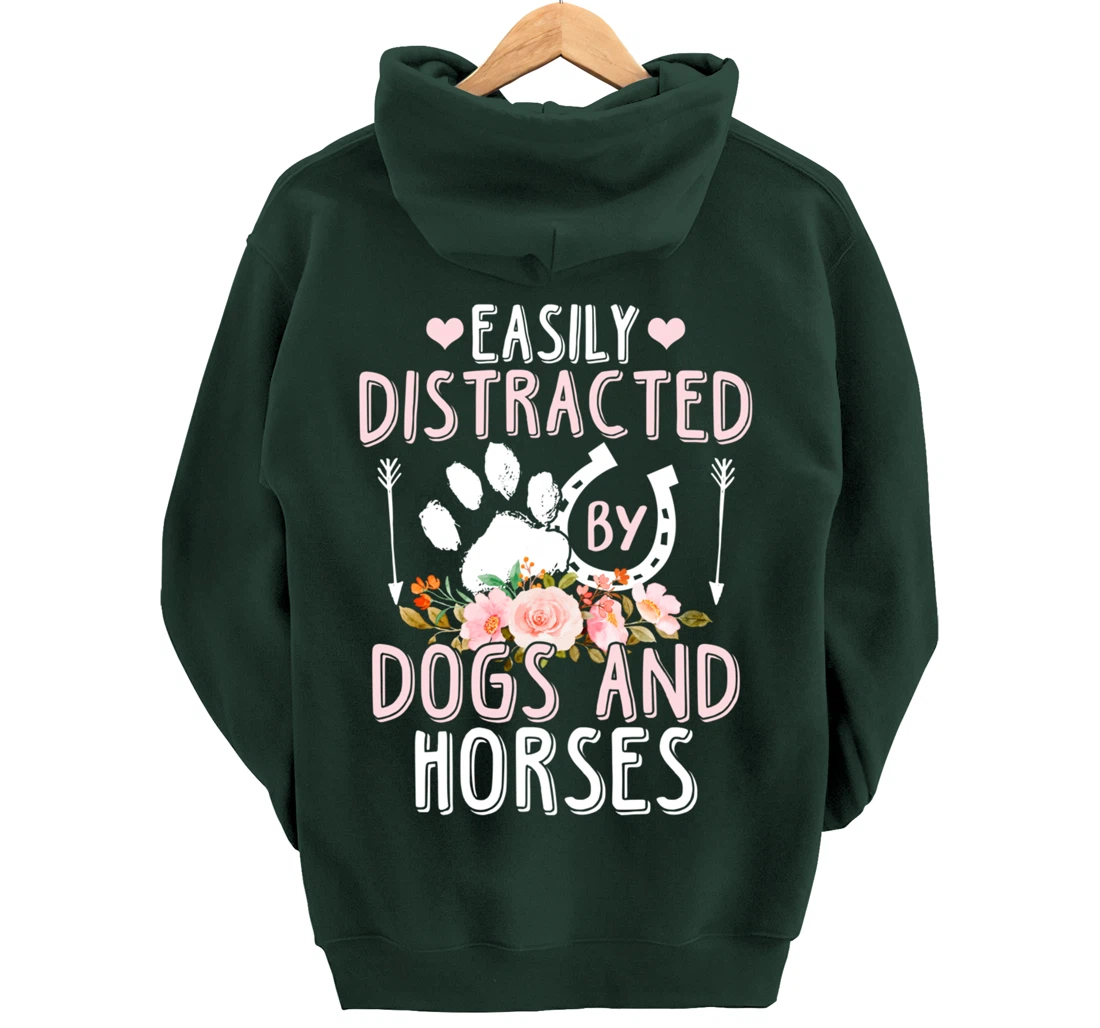 Funny Horse and Dog Lover Graphic Women Men Horse Lover Pullover Hoodie