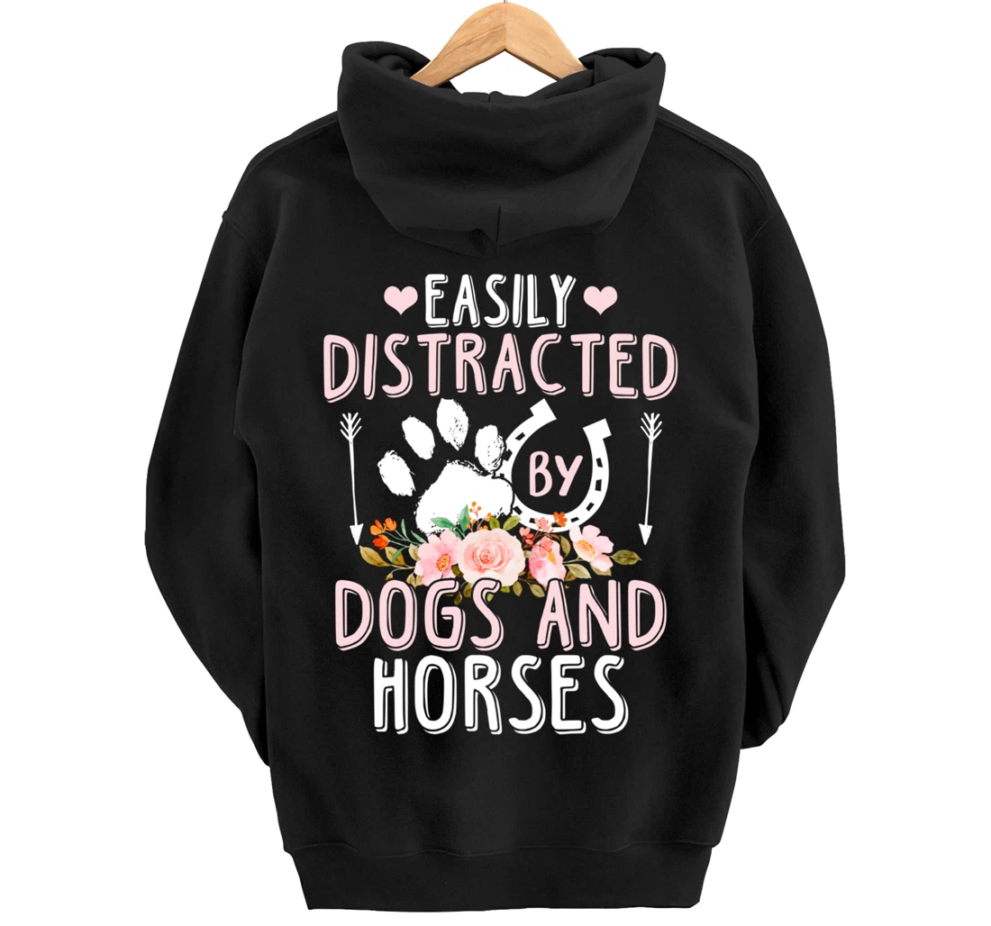 Funny Horse and Dog Lover Graphic Women Men Horse Lover Pullover Hoodie