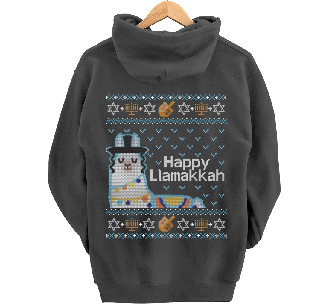 Funny Ugly Hanukkah Sweater Llama Llamakkah Pullover Hoodie