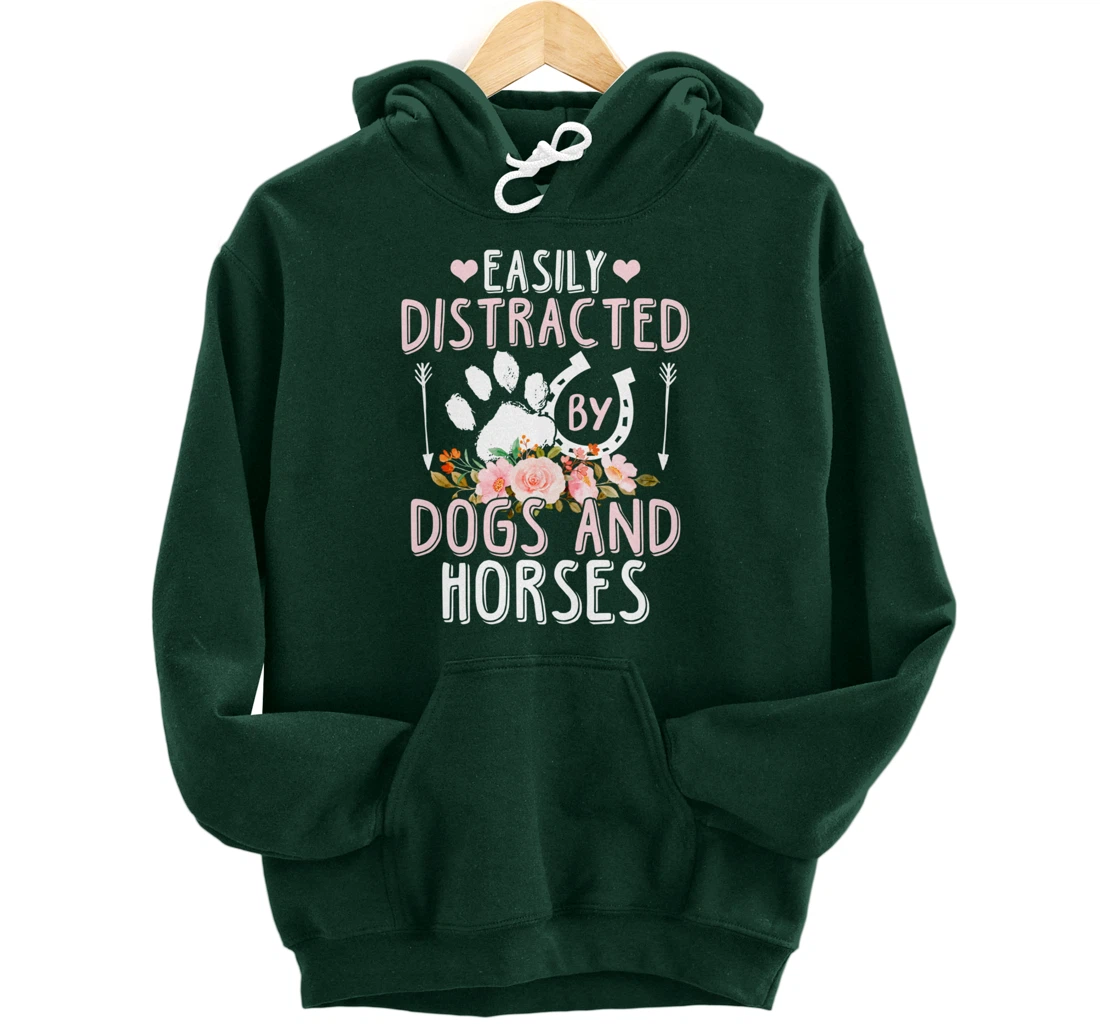 Funny Horse and Dog Lover Graphic Women Men Horse Lover Pullover Hoodie