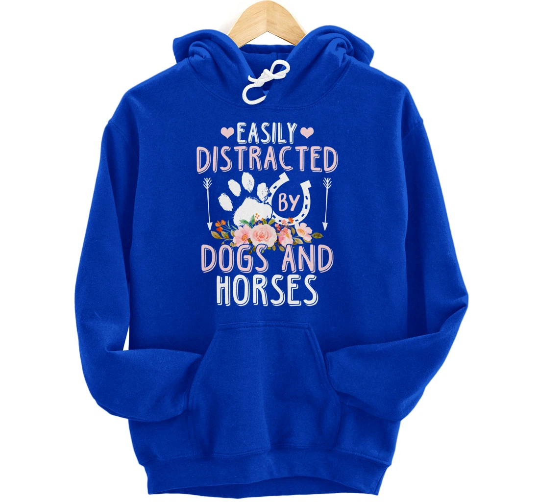Funny Horse and Dog Lover Graphic Women Men Horse Lover Pullover Hoodie