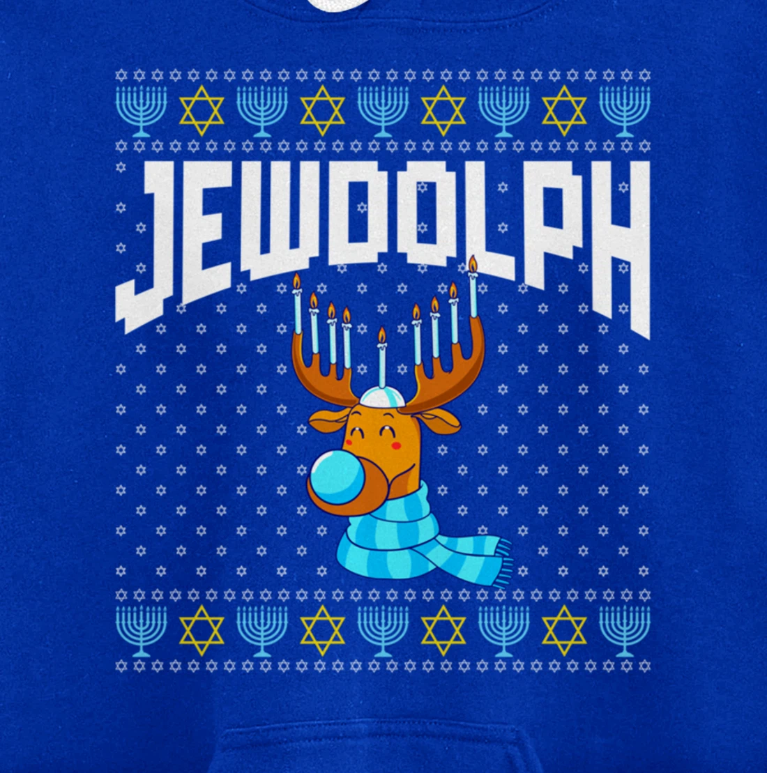 Jewdolph Ugly Hanukkah Hoodie Reindeer Menorah Chanukah Pullover Hoodie