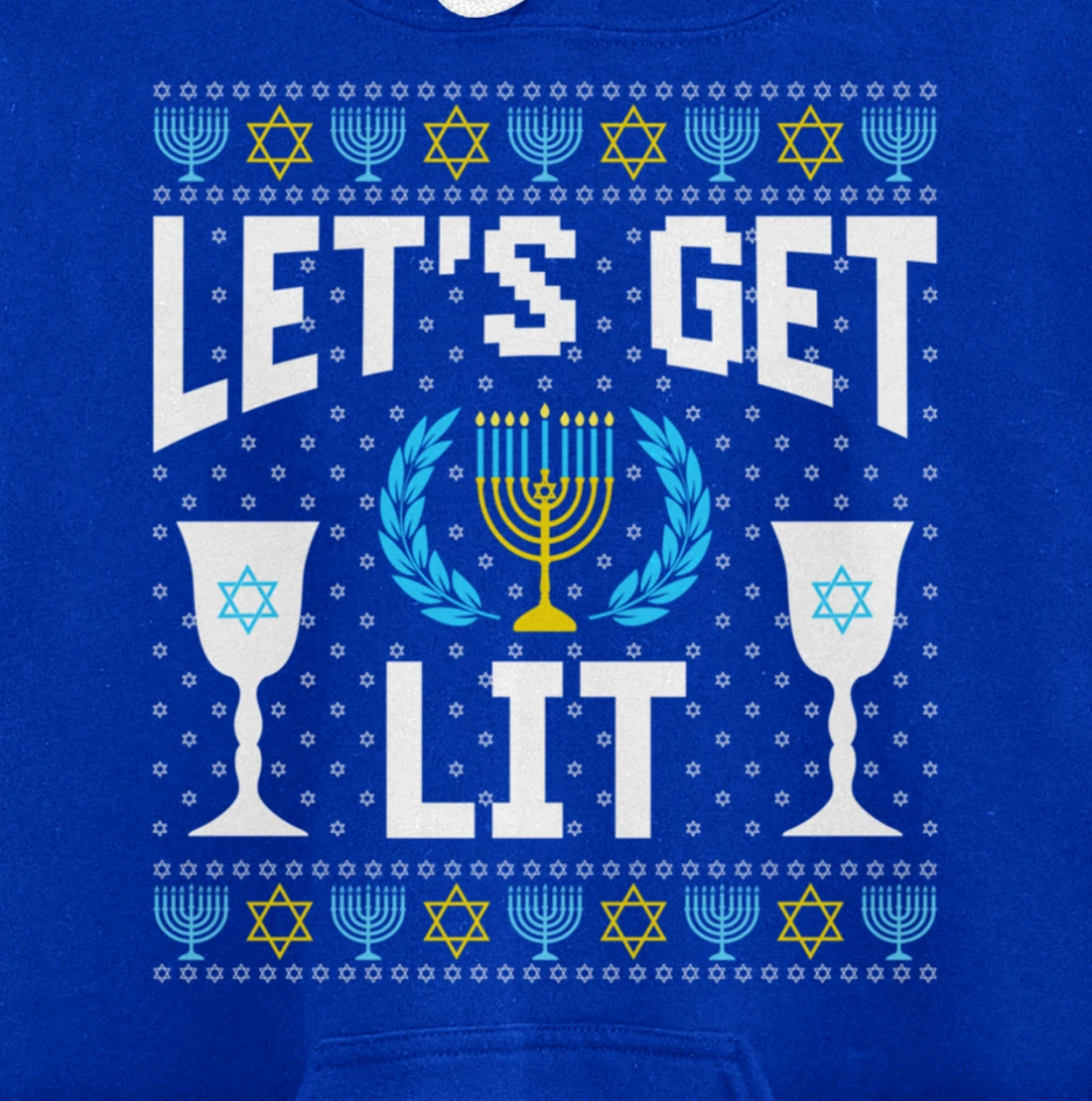 Let's Get Lit Hanukkah Jew Menorah Jewish Chanukkah Pullover Hoodie