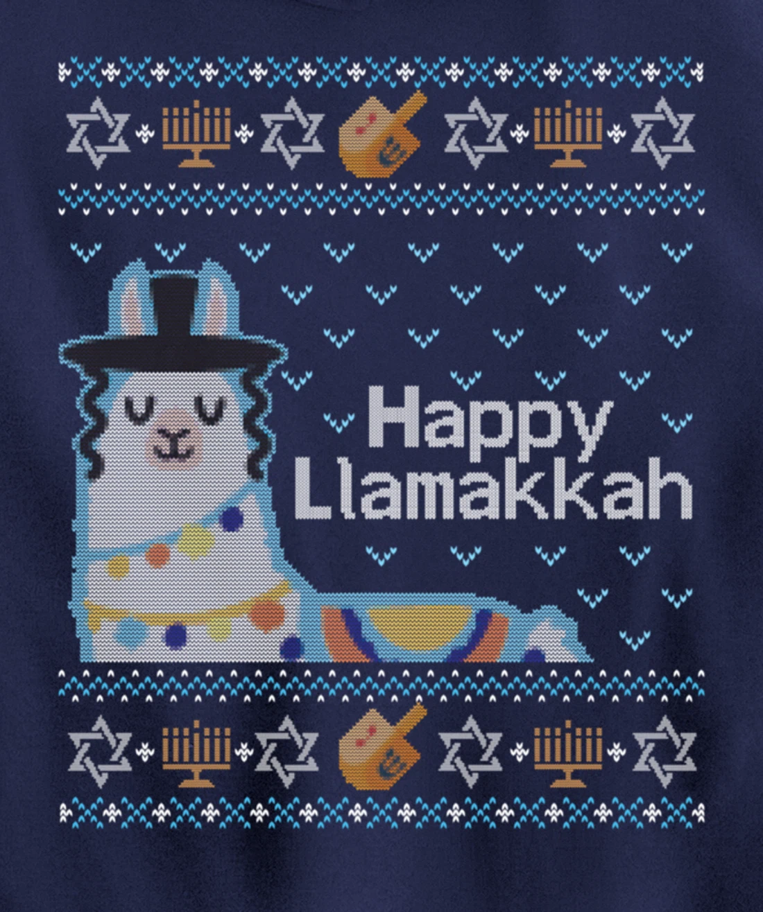 Funny Ugly Hanukkah Sweater Llama Llamakkah Pullover Hoodie