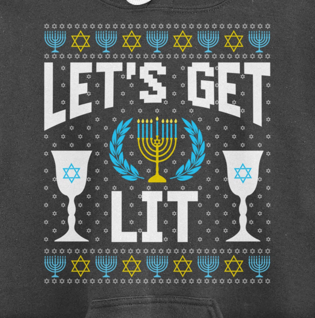 Let's Get Lit Hanukkah Jew Menorah Jewish Chanukkah Pullover Hoodie