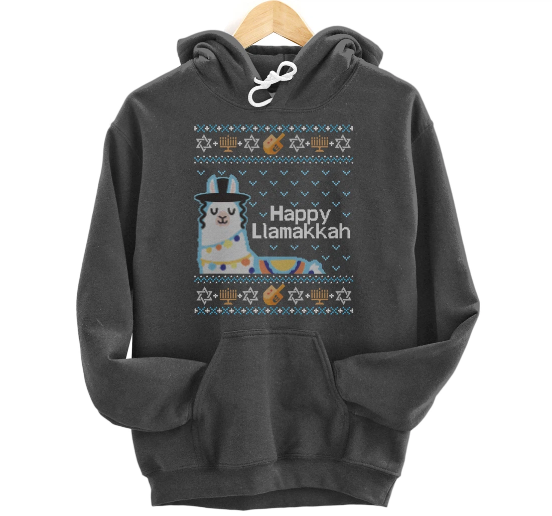 Funny Ugly Hanukkah Sweater Llama Llamakkah Pullover Hoodie