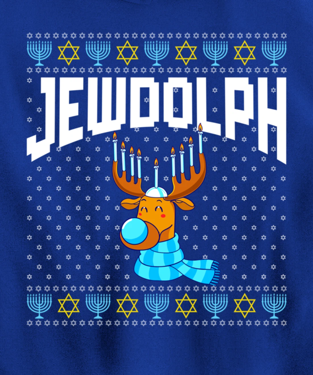 Jewdolph Ugly Hanukkah Hoodie Reindeer Menorah Chanukah Pullover Hoodie