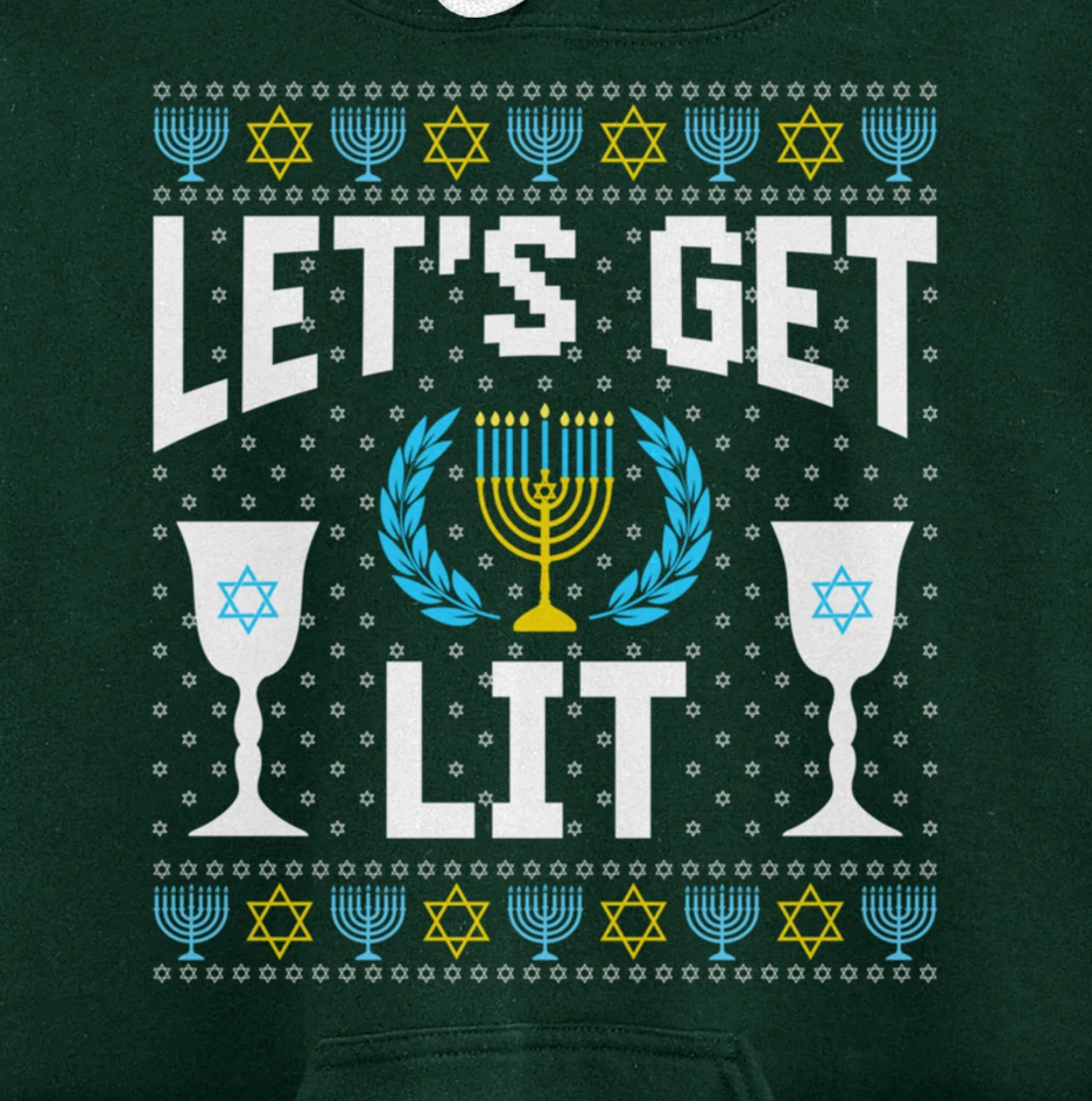 Let's Get Lit Hanukkah Jew Menorah Jewish Chanukkah Pullover Hoodie